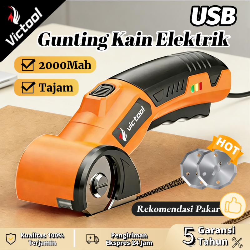 Victool.Mall Gunting Putar Listrik Gunting Kain Elektrik Portabel Sistem pengasah terintegrasi Dapat
