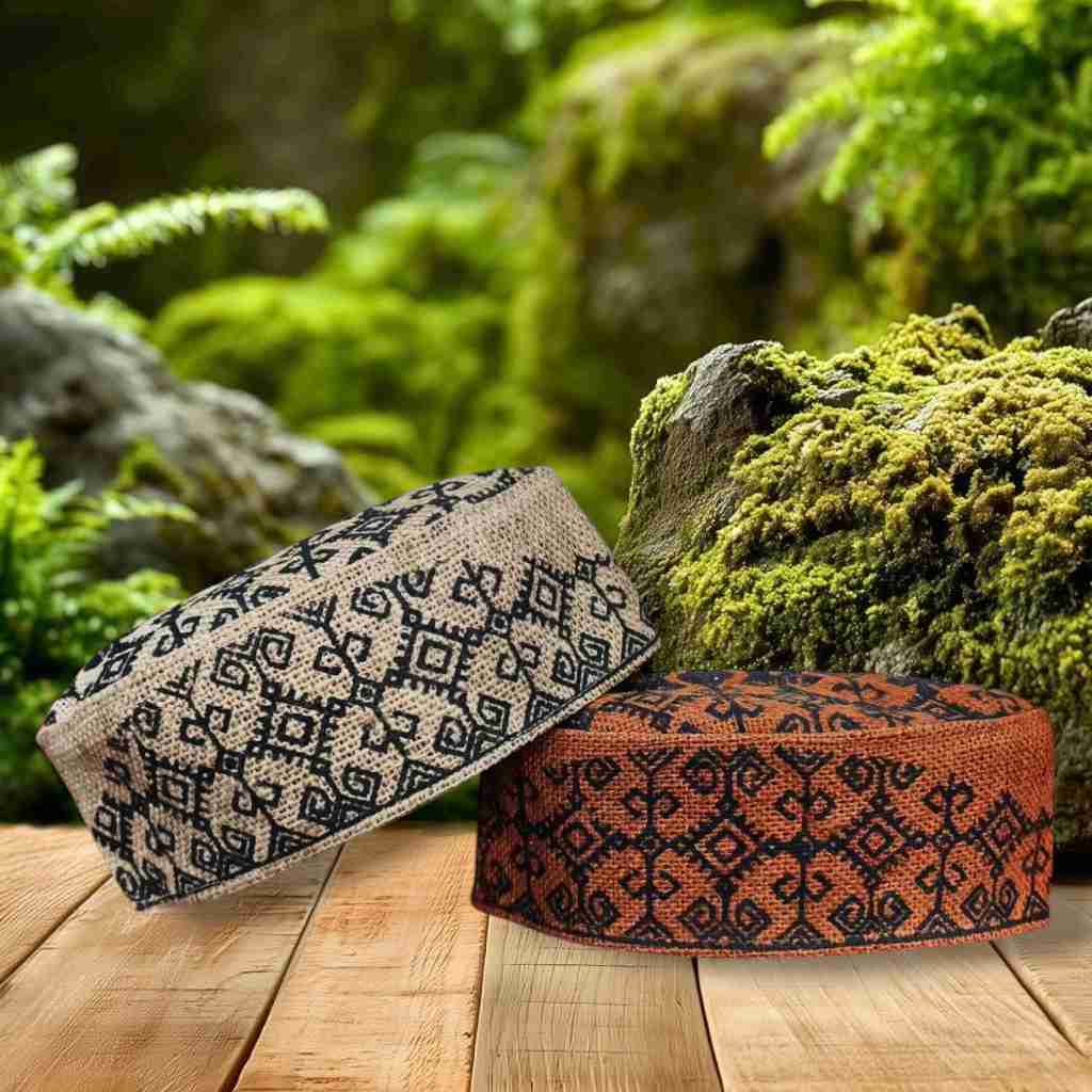 Peci Songkok Kopiah Goni Motif Batik Terbaru Kain Goni Katun Hitam Coklat Muda Tua