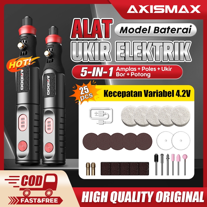 COD Bor Mini Listrik ARIDOO 12V 231pcs Bor Mini Grinder Set, Mesin Ukir Poles Gerinda Listrik, Alat 