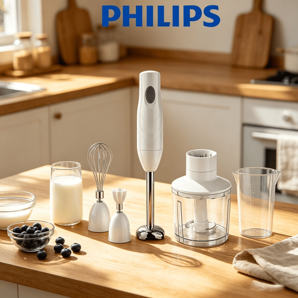Hand Blender Philips 4in1 Multifunction Juicer Chopper and Whisk Stainless Steel Handheld Practical 