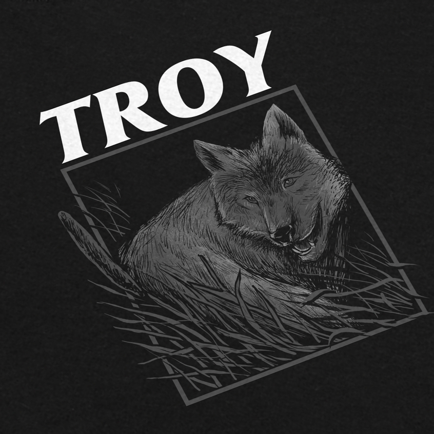 Troy Company Kaos Pria Lengan Pendek Hitam - Dark Wolf Tshirt Black MTD 3601