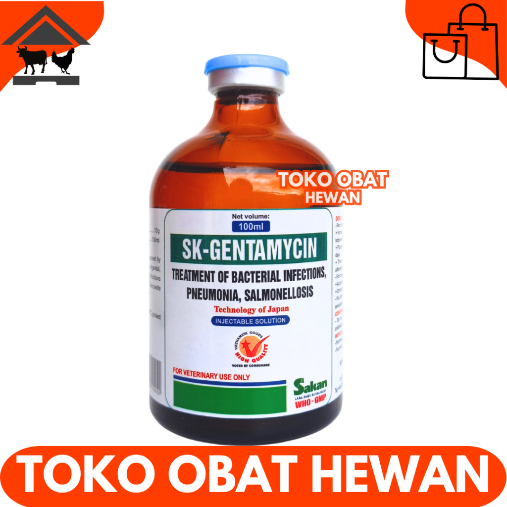 SK GENTAMYCIN 100ML SAKAN - Obat Hewan Antibakteri Spektrum Luas Ternak Unggas Ayam Like GENTA 100