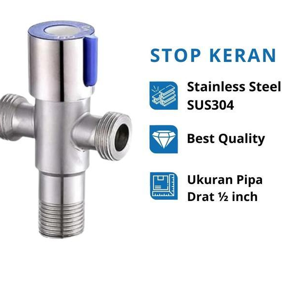 Toto - Stop Kran Air Kloset Kran Air Cabang Stainless Desain Modern & Minimalis
