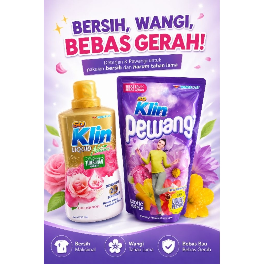 Promo Bundling Soklin Liquid Botol 700ml + Soklin Pewangi 780ml
