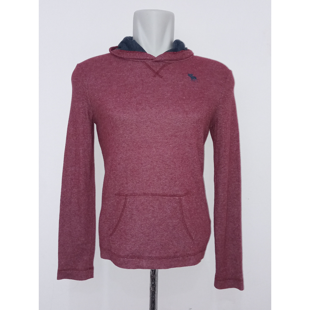 [PRELOVED] Good Atasan Pria Hoodie Sweater Rajut Merah Lengan Panjang ABERCROMBIE XL