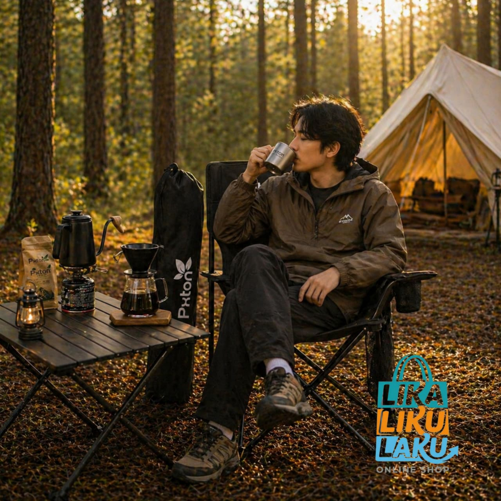 Pxton Kursi Lipat Outdoor XXL Kursi Camping Mancing Lipat Jumbo Portabel Kursi Lipat Santai Gunung K