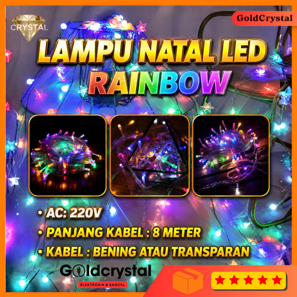 Lampu Natal Rainbow 8Meter/40LED Light Tumblr Lampu Hias warm white lampu tumblr 7 warna