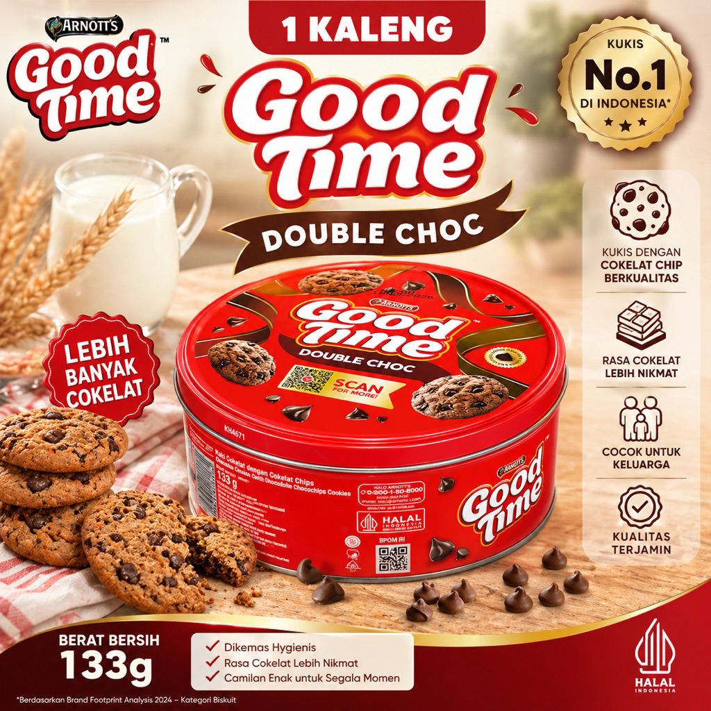 Biskuit GoodTime Double Chocolate 1 kaleng 133gram