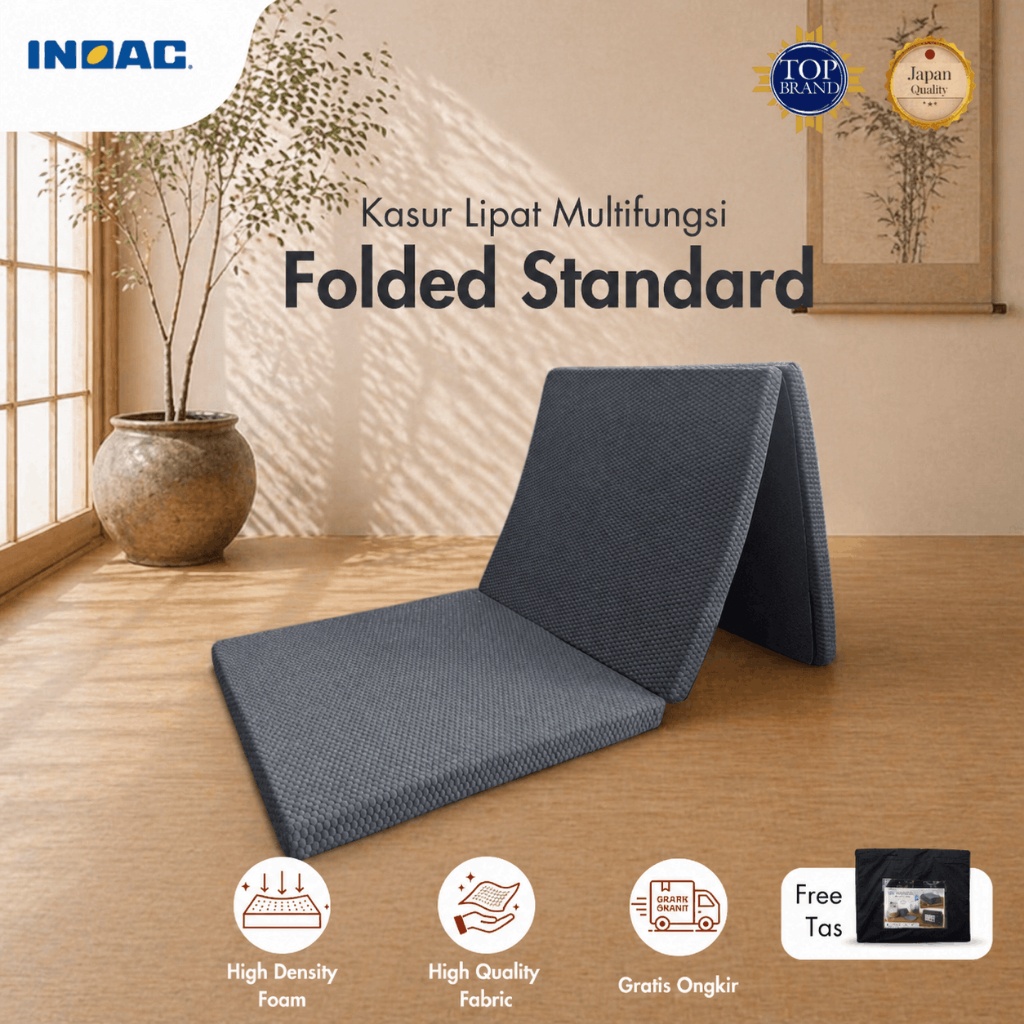 [NEW] Folded Standard by INOAC - Kasur Busa Lipat Praktis Travel Bed Empuk Tebal 5 Cm Single Bed 80 