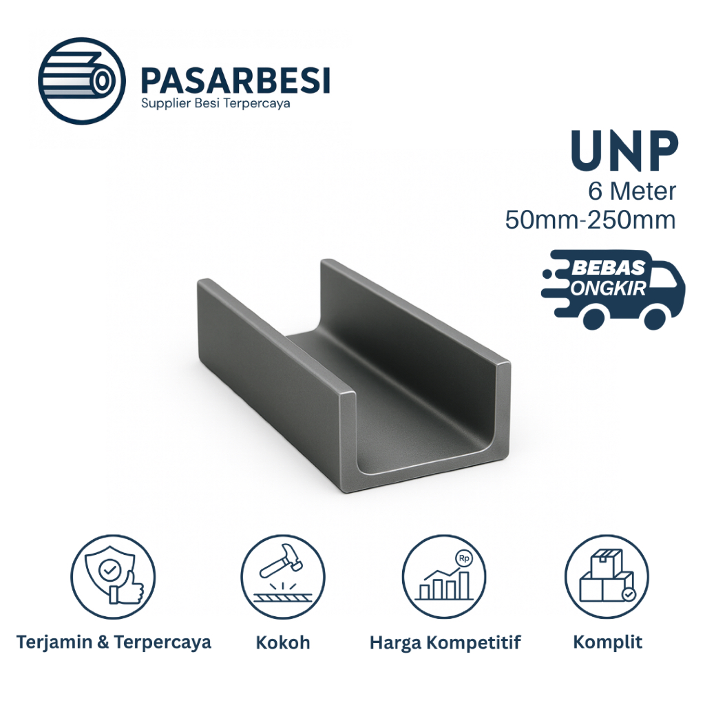 Besi kanal U50 - 125mm Channel UNP Baja