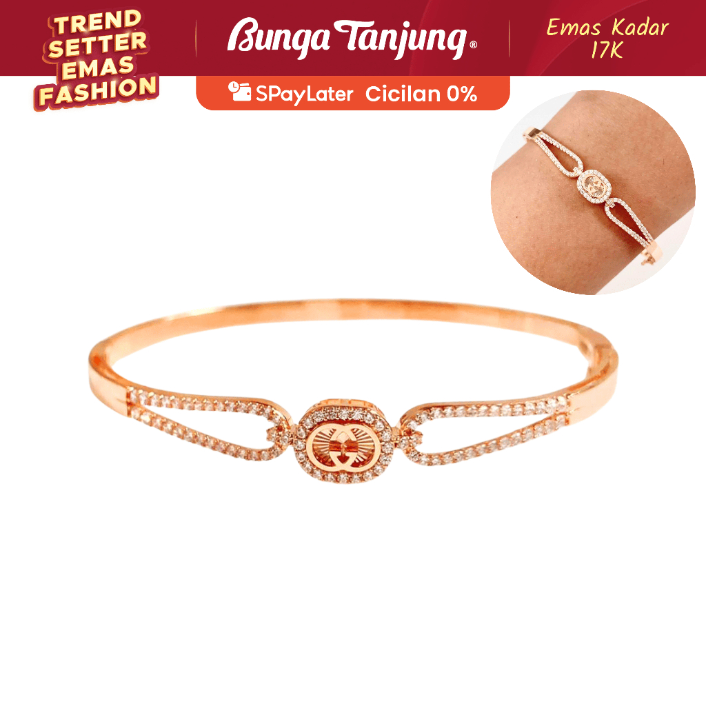 GELANG BANGLE KIANA INIFINITY CHARM - EMAS 17K - BUNGA TANJUNG GOLD