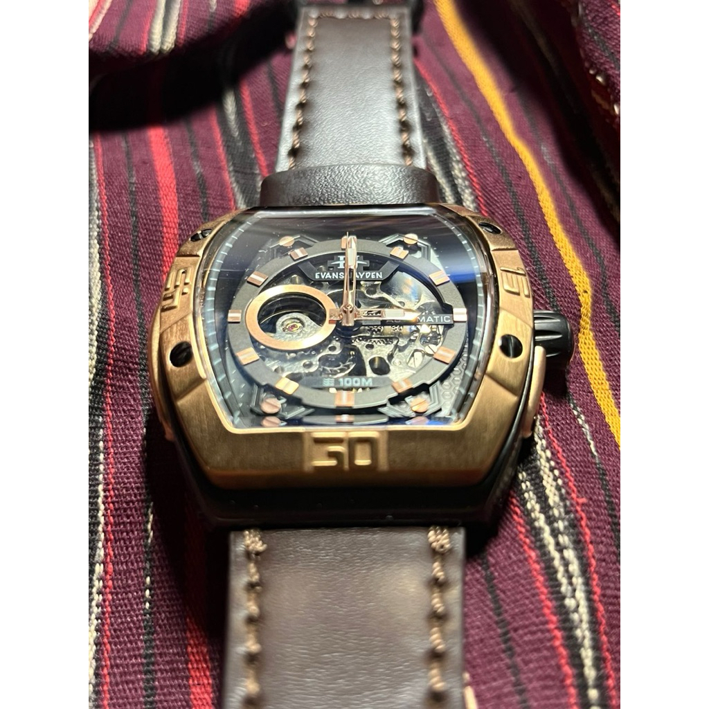 Jam Tangan Automatic Pria Evans Jayden - Skeleton Sapphire Luxury (preloved)