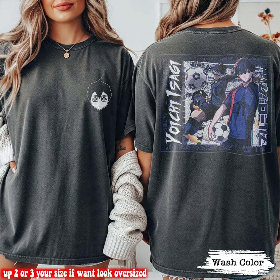 Kaos Anime Blue Lock Yoichi Isagi T-Shirt Oversize Vintage Wash Grey - Baju Manga Egoist DEFOURD APP