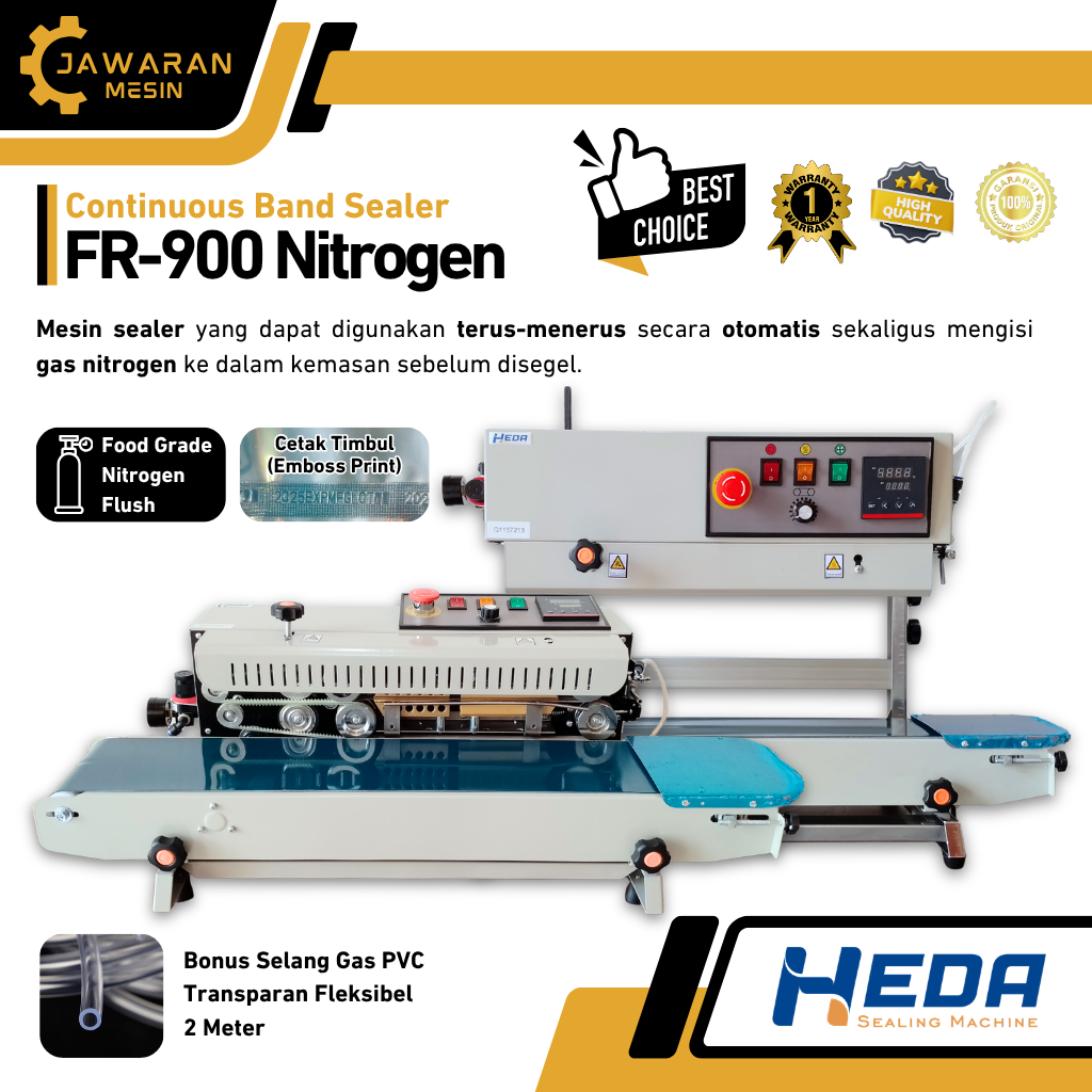 Modifikasi Mesin Sealer Isi Gas Nitrogen / Continuous Band Sealer FR-900 Horizontal Vertikal Nitroge