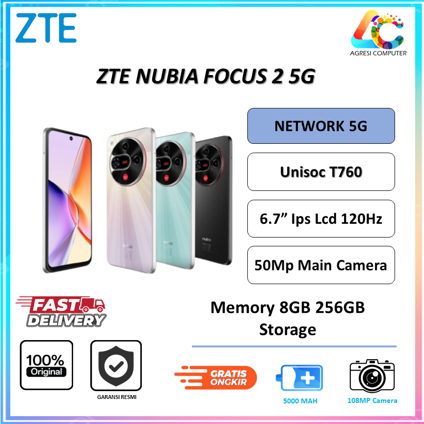 Nubia Focus 2 5G {8/256GB} - 108MP Kamera AI - 5000mAh Baterai - IPS LCD 120Hz 1000nits
