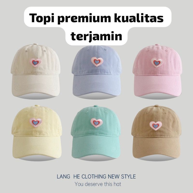 Topi Baseball LOVE Wanita DEWASA Topi Pink Topi Korea Styele Wanita Bahan Katun
