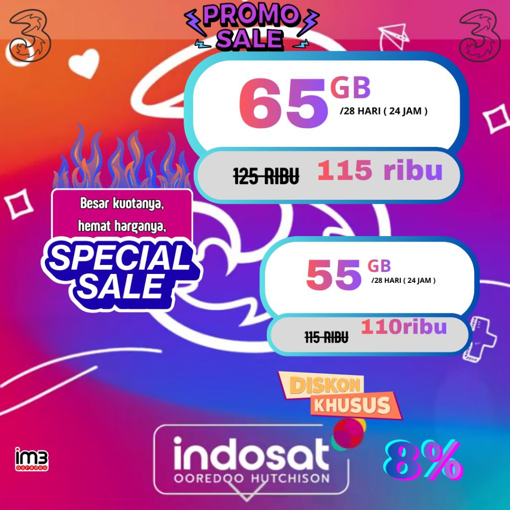 PAKET KUOTA TRI HAPPY BULANAN PRIBADI 28 HARI