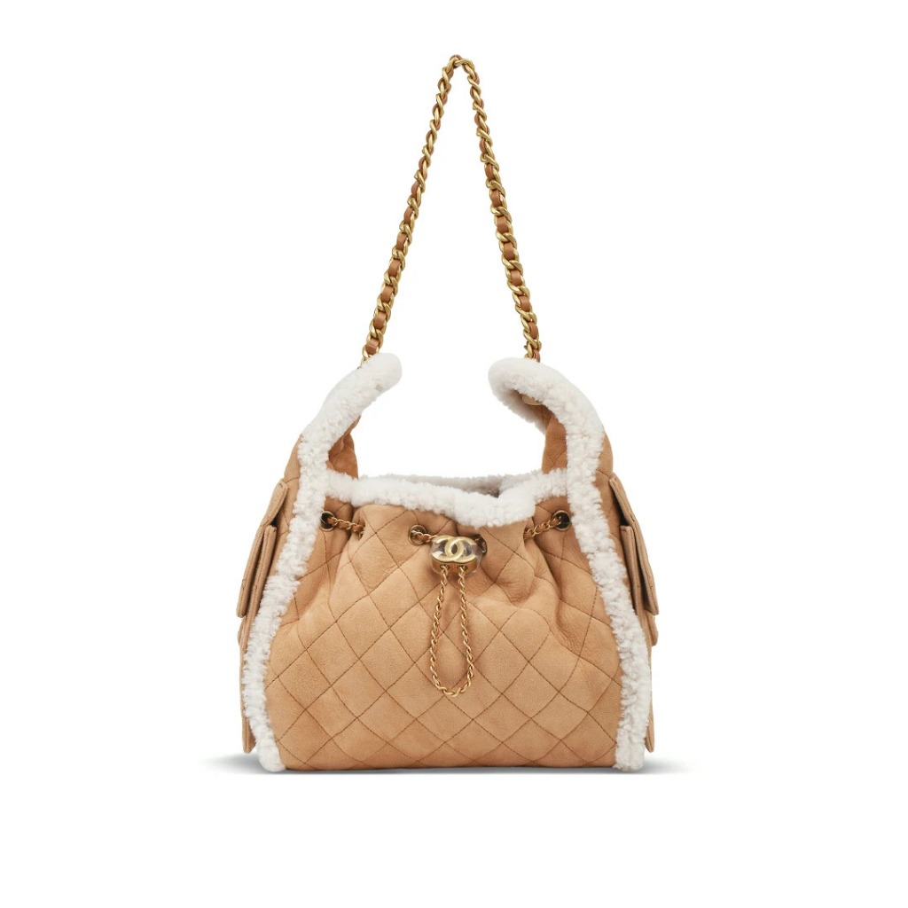 Chanel 25 small suede and fur bag Camel (women)
