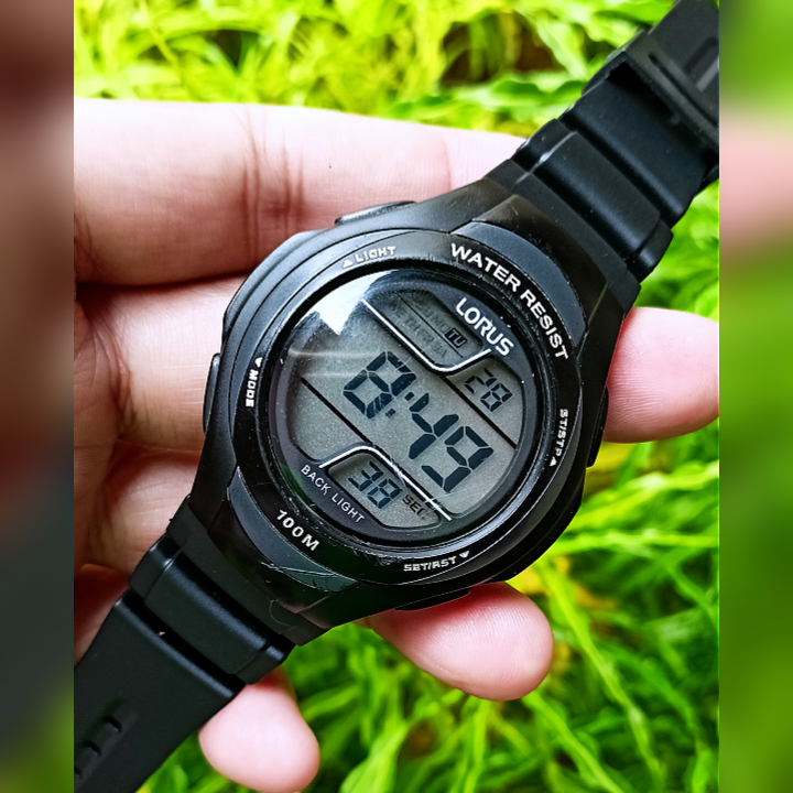 LORUS Z009-X004 Black Sporty Digital Watch Original Second | Jam Tangan  Sporty Pria