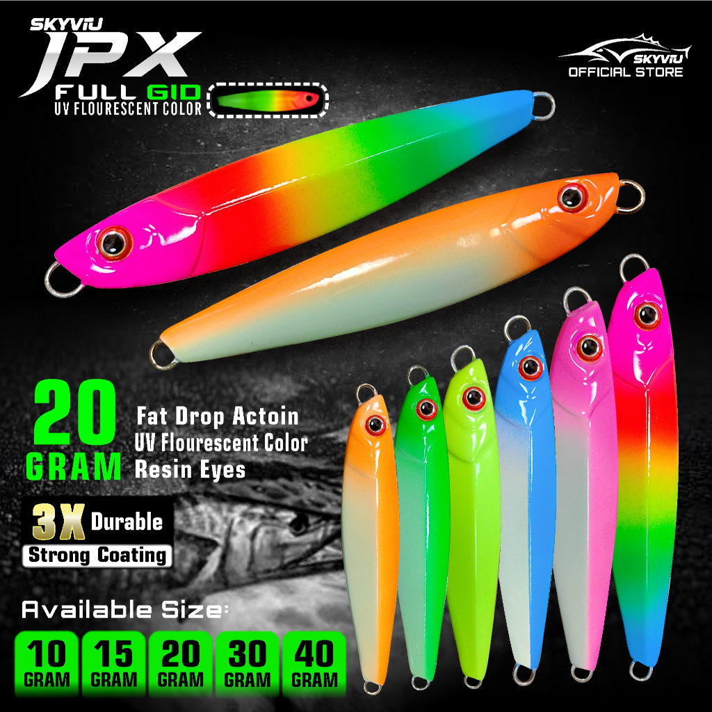 Umpan Metal Jig 20 Gram SKYVIU JPX Full GID UV 20g Umpan Micro Jig 20g 20grUmpan pancing Laut 20grm 