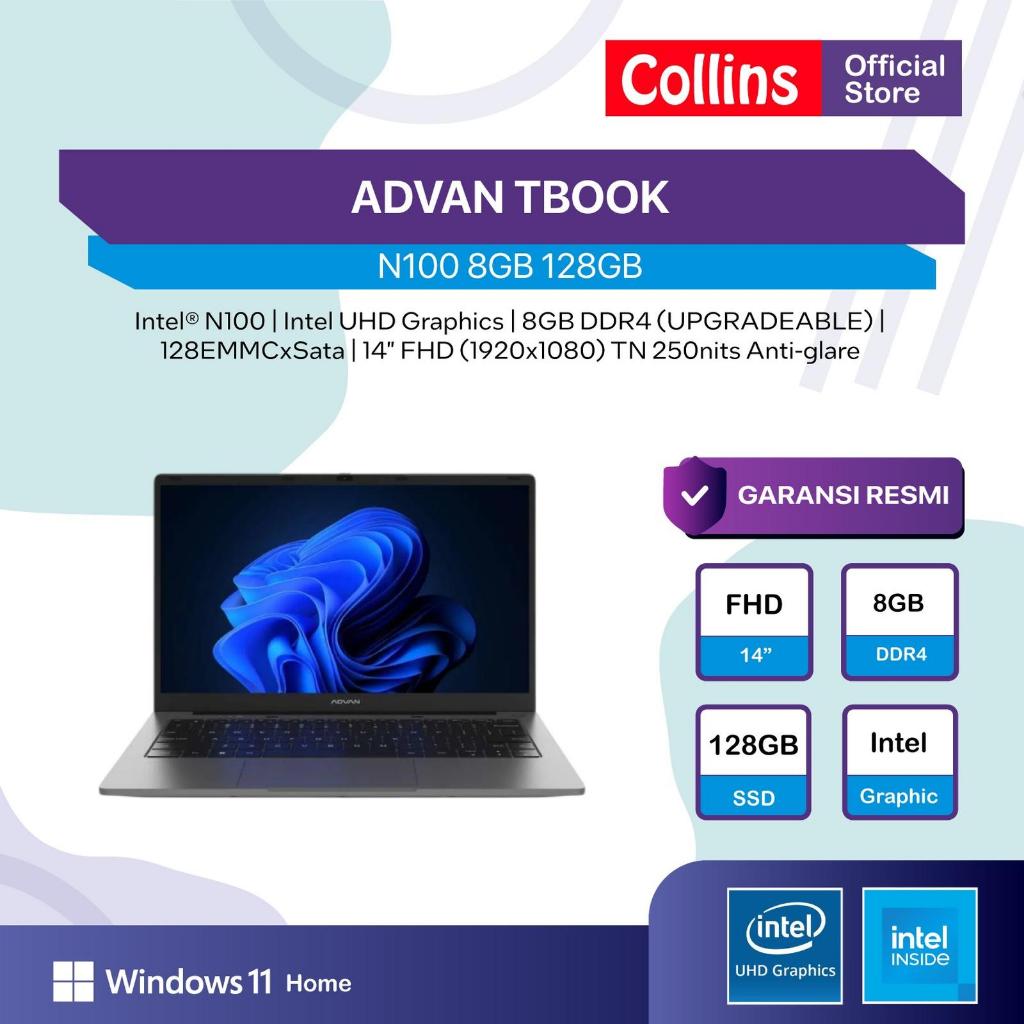 Advan TBook Intel N100 RAM 8GB SSD 128GB W11 14.0 Garansi Resmi Advan