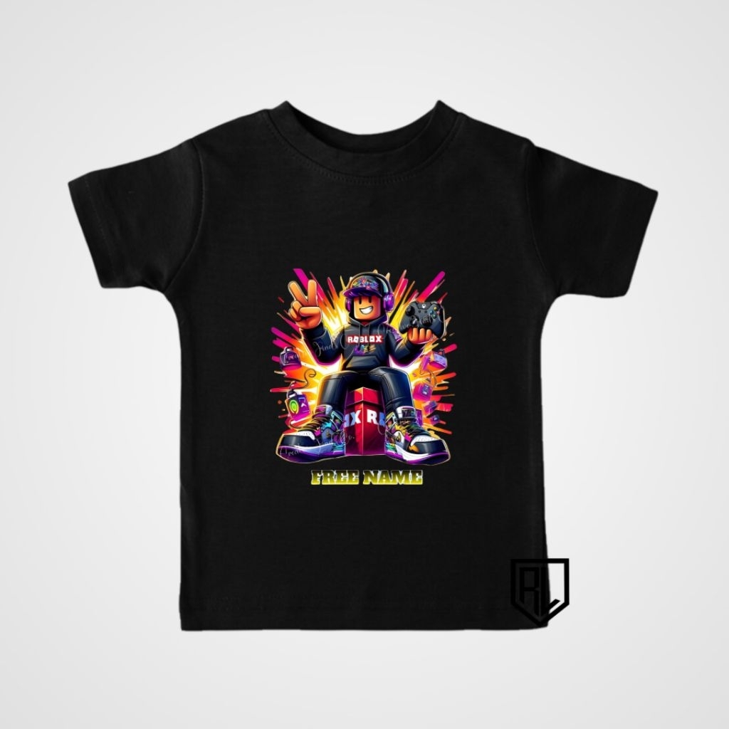 kaos anak laki-laki perempuan Roblox cetak nama anak depan apa belakang