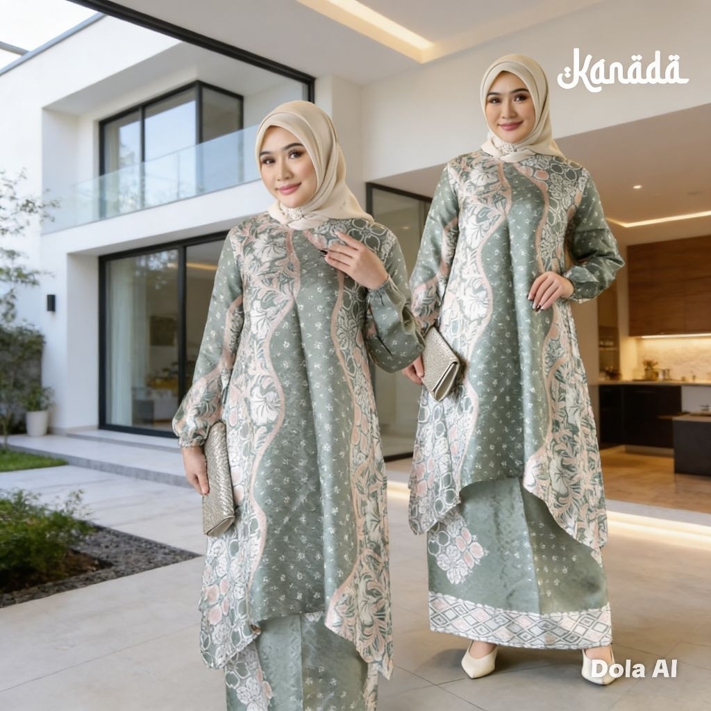 alazza-set batik tunik wanita/batik sutra wanita super mewah/baju kondangan kekinian/gamis dobby sut