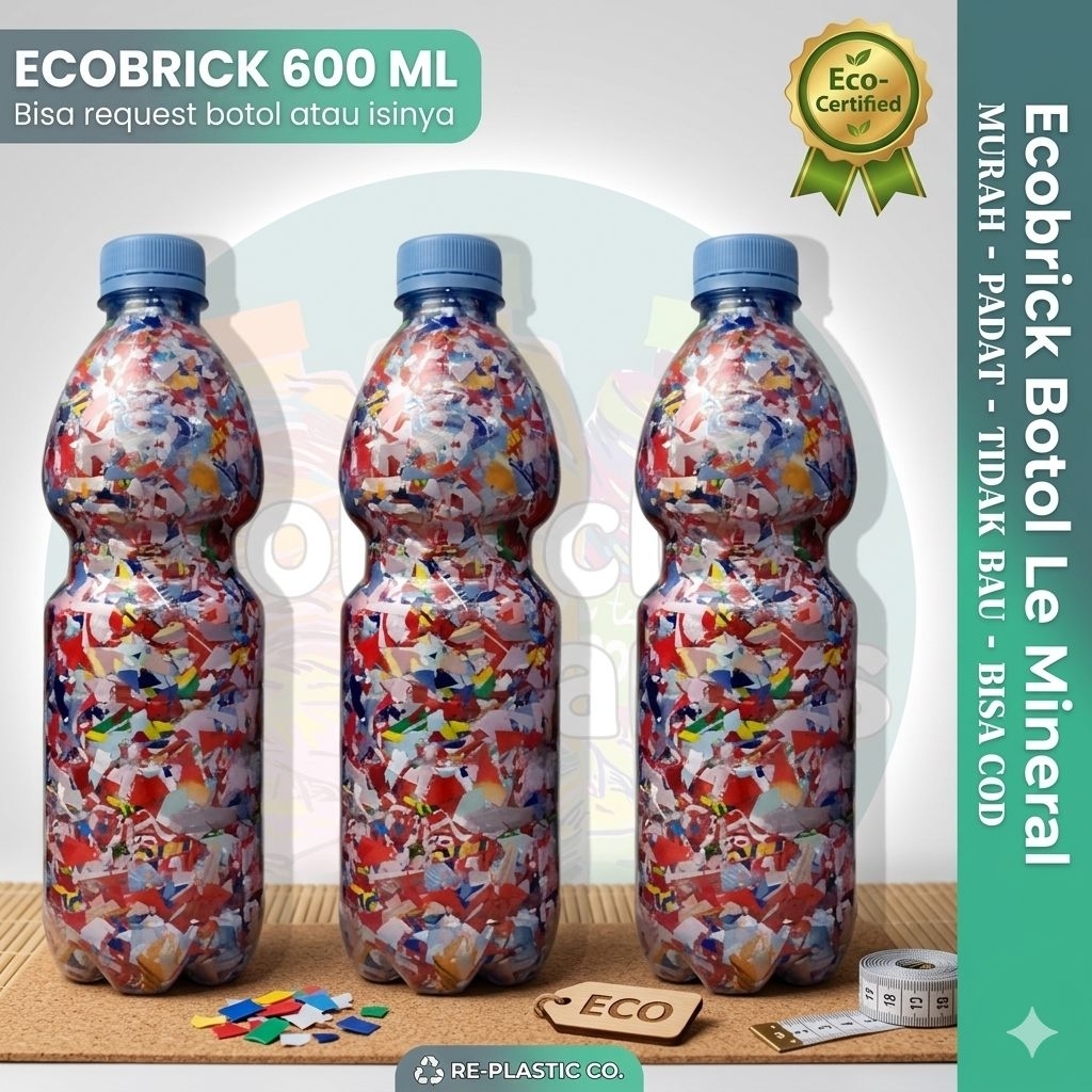 Ecobrick Ramah Lingkungan Botol Plastik 600ml Isi Padat