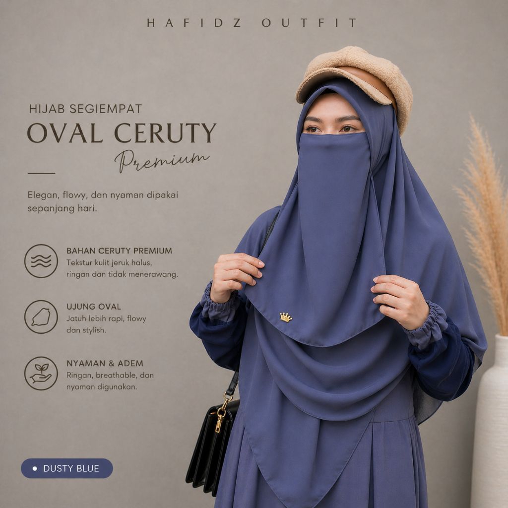 HO Amira square set cadar (Segi Empat Oval dengan Cadar) | hijab malay oval | square malay