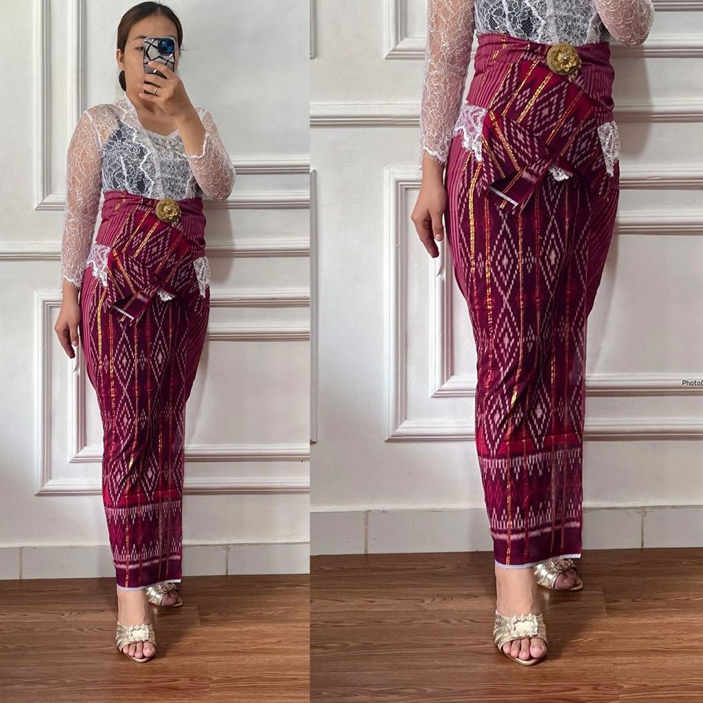 Kamen endek seseh tumpal cepuk set selendang