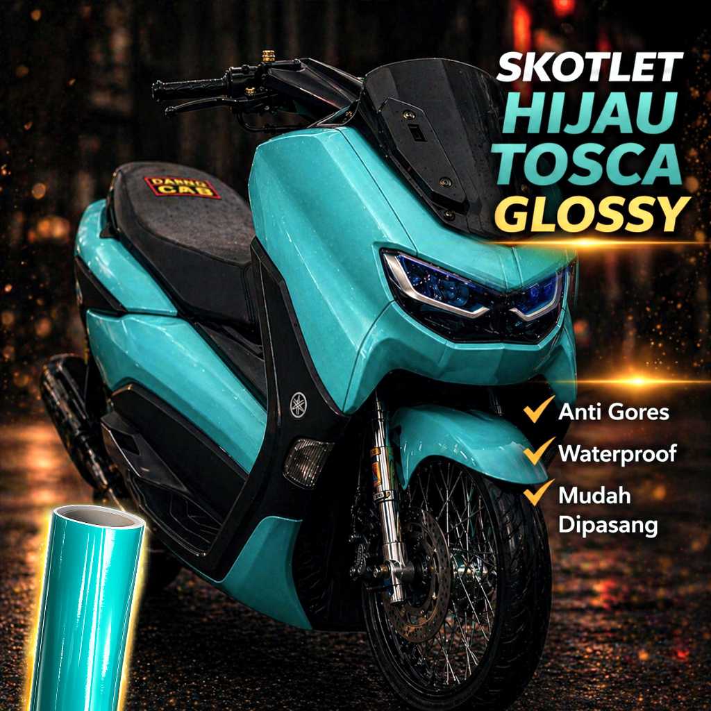 Skotlet Sticker Biru Tosca Hijau Tosca Mint Glossy Doff 45cm – Stiker Motor Mobil Premium Anti Gores