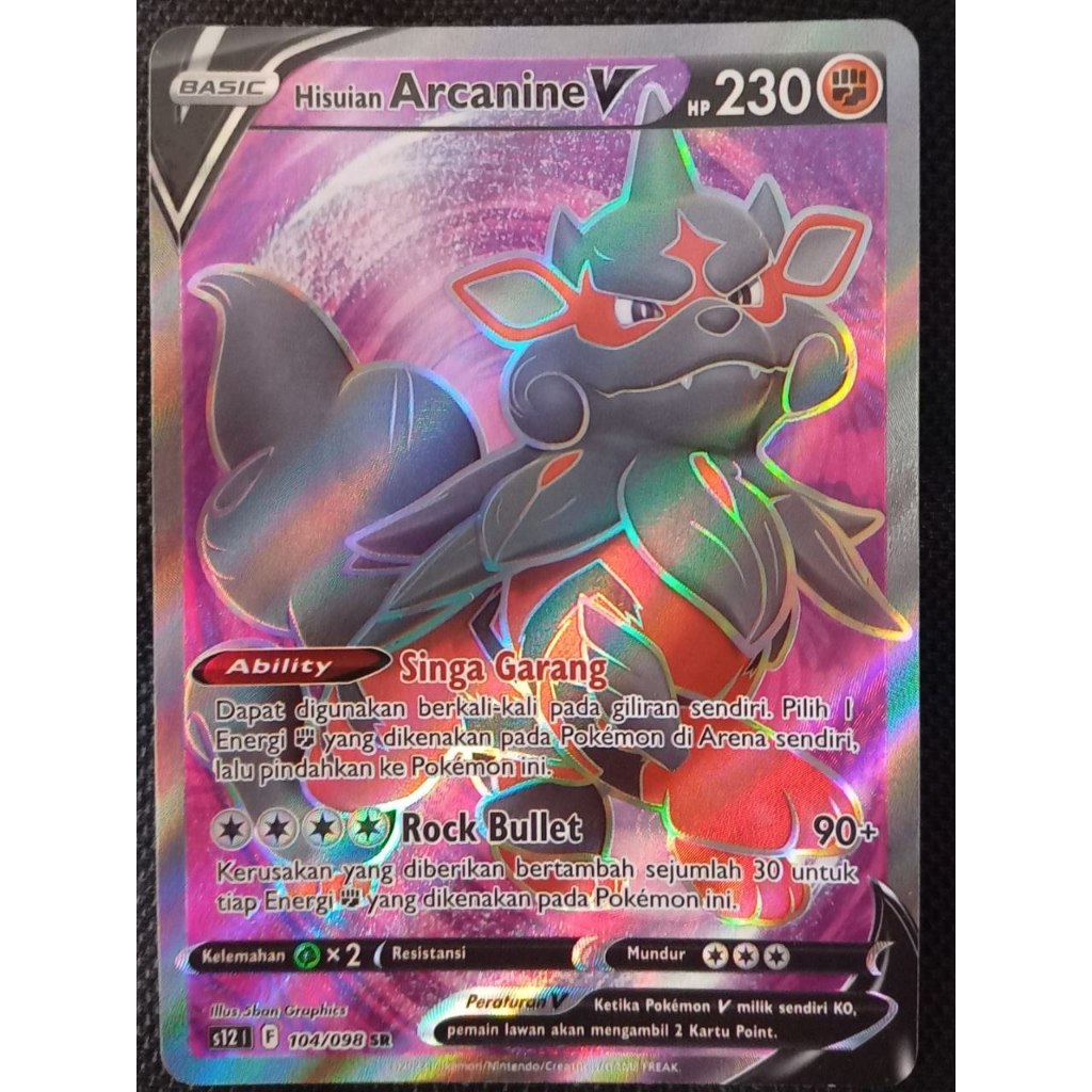 TCG  Hisuian Arcanine V SR INDO 104/098 HOLO KARTU CARD POKEMON INDONESIA