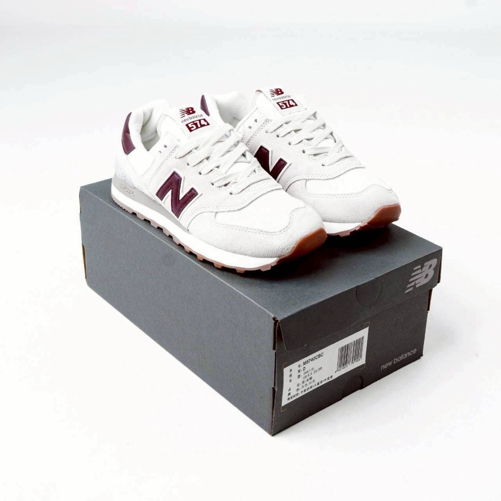 ( BDGSNKRS ) Sepatu New Balance 574 Classic Moonbeam Burgundy