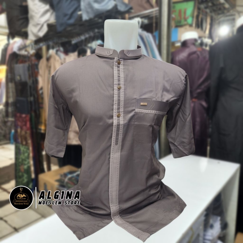 Koko Al Wafa Warna Lengan Pendek Kancing Thailand | Baju Muslim Lengan Pendek Al Wafa Premium Exclus