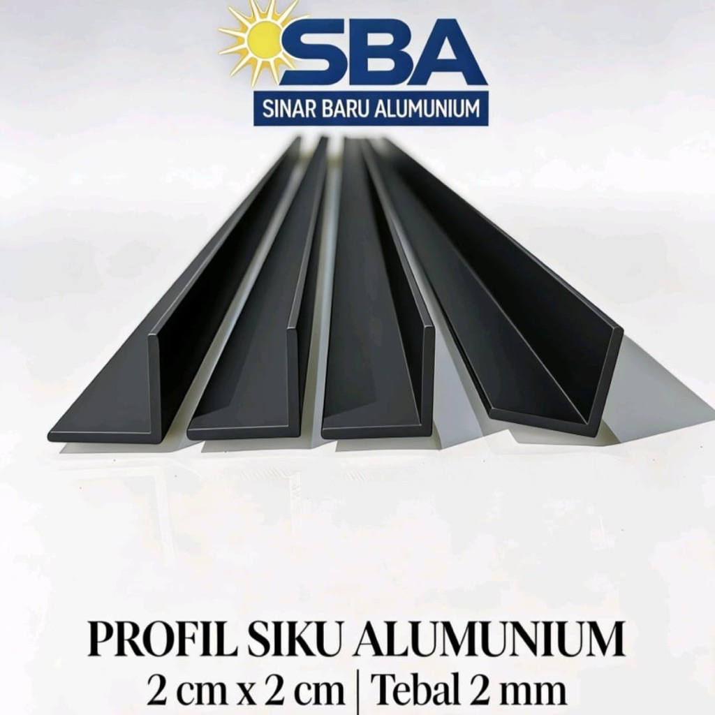 list siku alumunium warna hitam 2cmx2cm tebal 2mm
