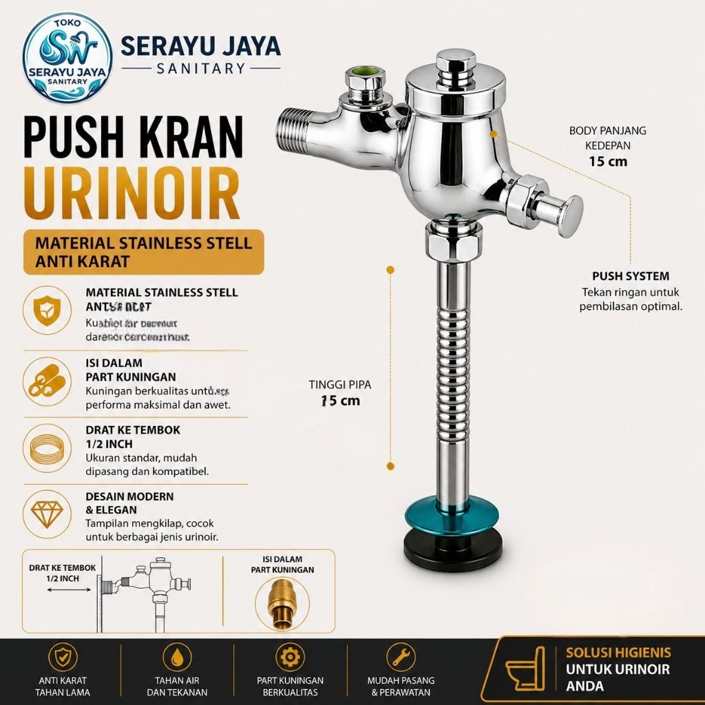 Push urinoir Toilet Stainless Brass Kran Flush Urinoir