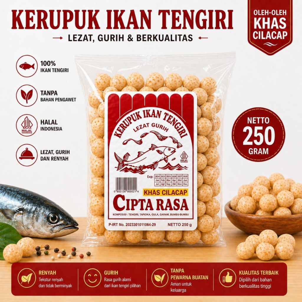Kerupuk ikan tengiri cipta rasa Khas Cilacap