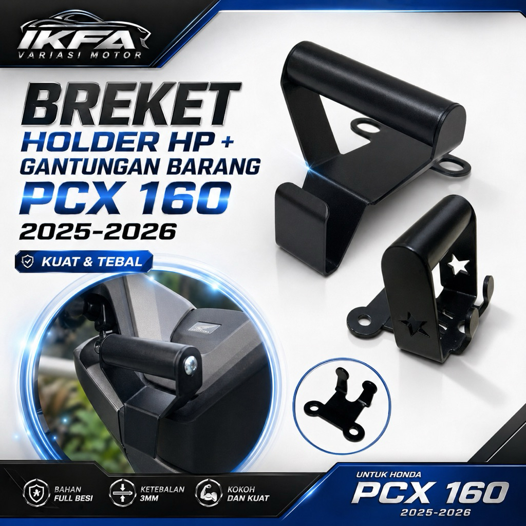 Breket Holder Pcx 160 2025 2026 dan Gantungan Barang New PCX 160 2025 ABS CBS RoadSync - Gantungan B