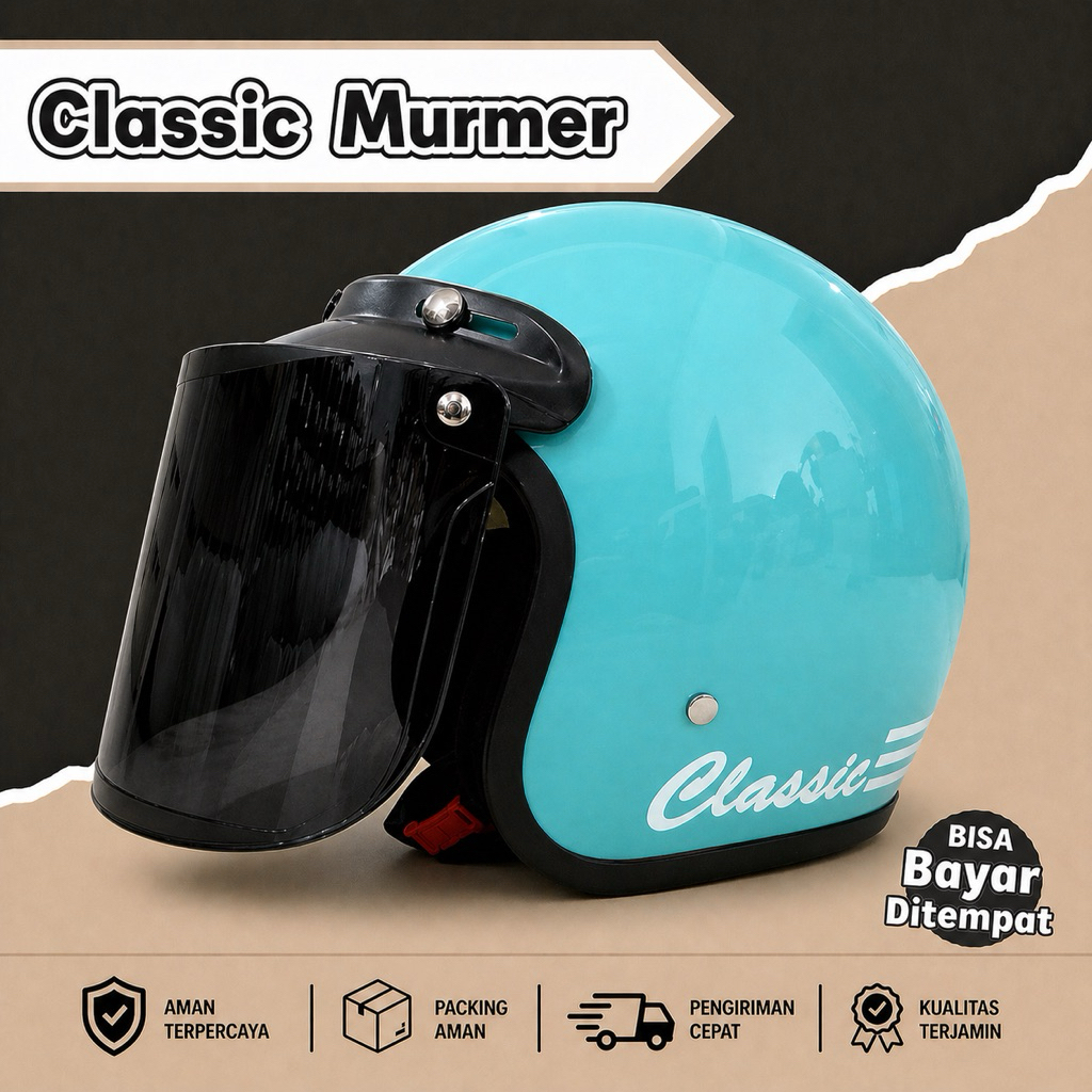 [BAYAR DI TEMPAT] HELM BOGO CLASSIC TOSCA GLOSSY (KACA DATAR/CEMBUNG)