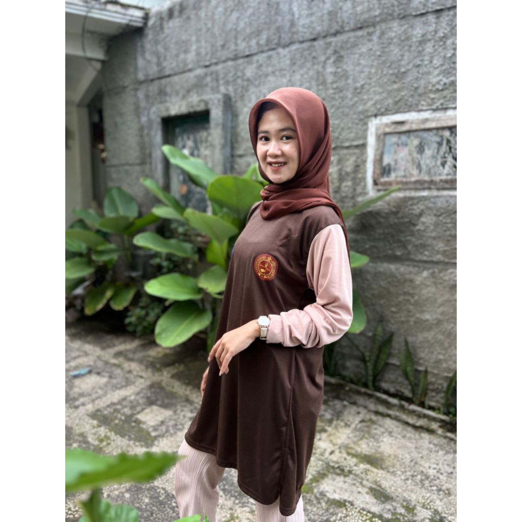 Kaos Tunik Pramuka Bahan Cotton Double Polyester Warna Badan Coklat Murah