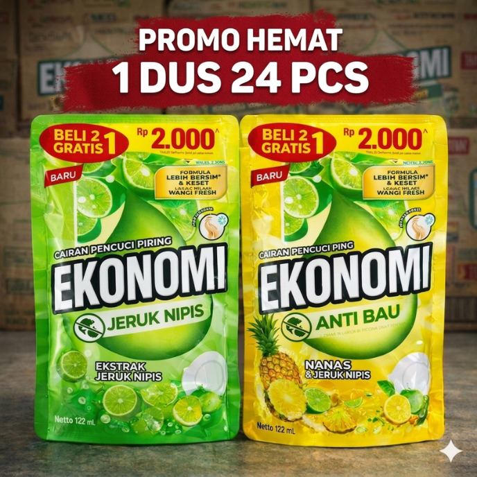 EKONOMI Cairan Cuci Piring 1 Dus 24 Pcs – Jeruk Nipis & Anti Bau Angkat Lemak Promo Hemat ORIGINAL