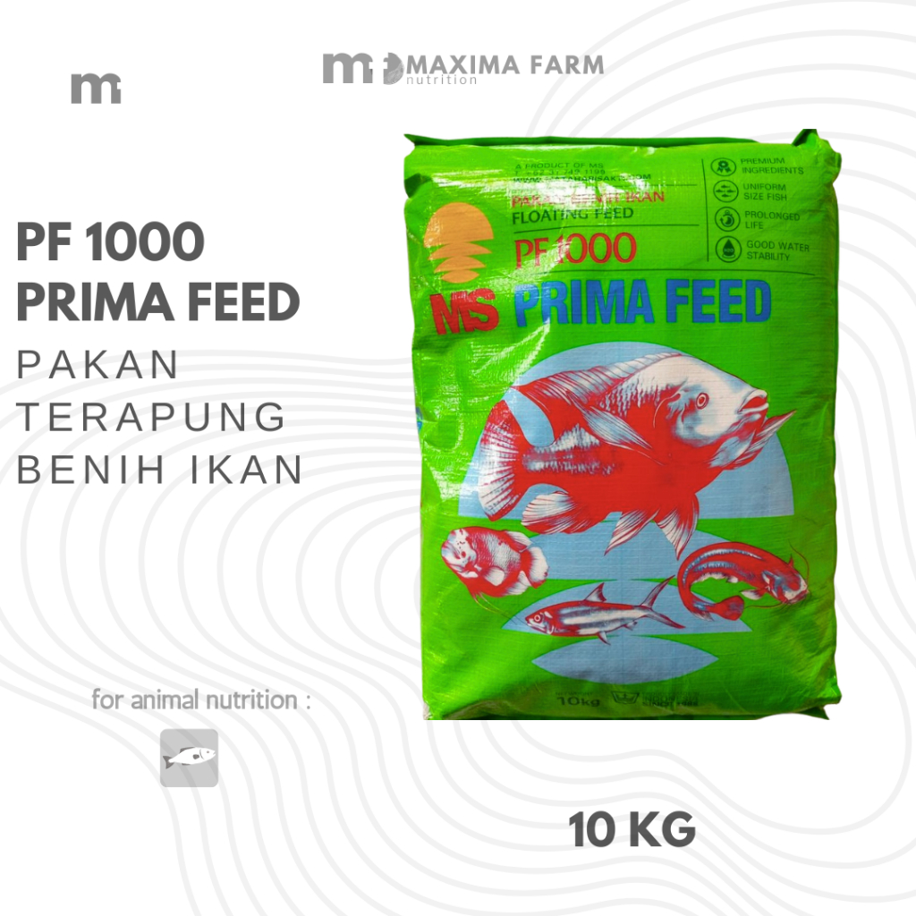 Pakan Bibit Ikan Prima Feed PF1000  1 Karung 10KG PF128 PF500 PF800 PF1000