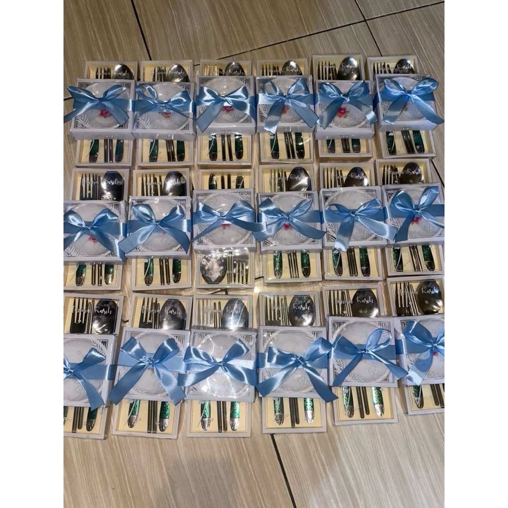 20 PCS SOUVENIR PERNIKAHAN SENDOK GARPU & MANGKOK BULAT MELAMIN AESTETIC - FREE KARTU UCAPAN