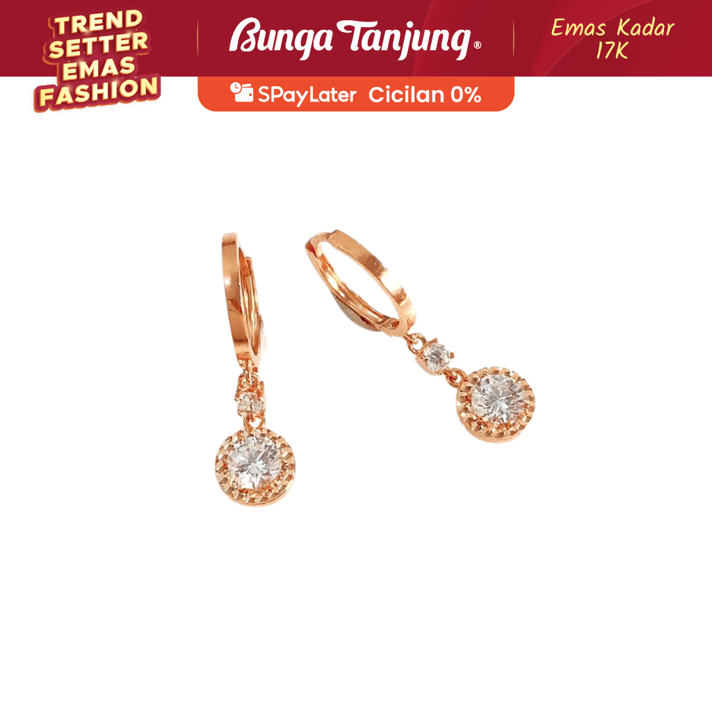 ANTING KLIP AURA MINI - EMAS 17K - BUNGA TANJUNG GOLD