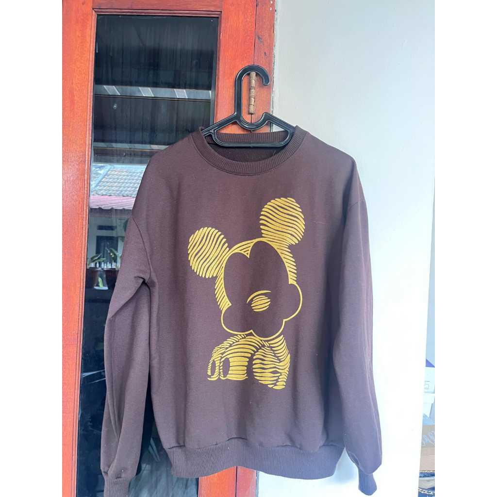 Sweater Crewneck Wanita Mickey Mouse Oversize Premium / Atasan Wanita Mickey Sketch Korean Style