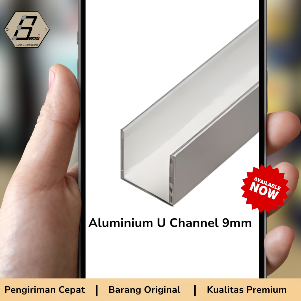 LIS ALUMUNIUM U CHANNEL 9MMX3MMX70CM
