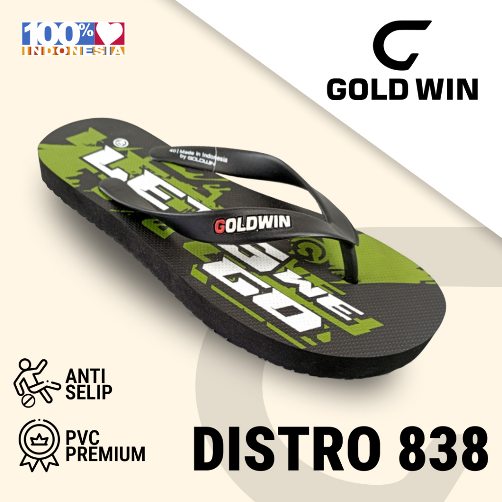 Sandal Jepit GOLDWIN DISTRO 838 Hijau Toska Anti Slip Premium Size 38–42