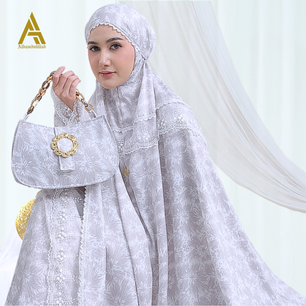 ALHAMDULILLAH - Mukena Dewasa Renda Premium Santorini Silk 2in1 Putri Salju Zhafira Series