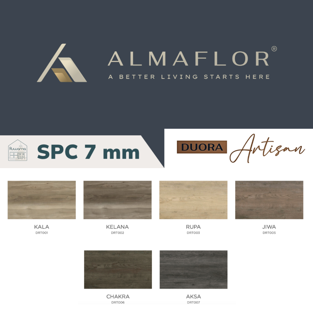 Lantai SPC ALMAFLOR 7 mm Duora Artisan (Isi 1.72 m2)