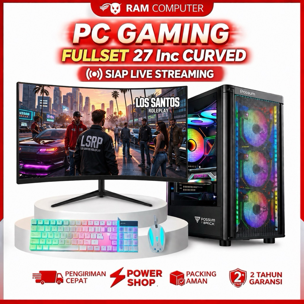 PC Gaming Rakitan Fullset Siap Streaming – PC Gaming i7 I RAM 16GB I SSD 512GB I VGA 4GB I HDD 500GB
